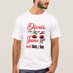 Camiseta As Mulheres Divas São Nasceres Em 18 De Junho