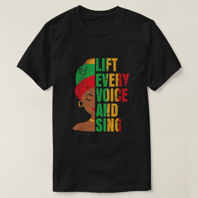 Camiseta As Mulheres Junta Levantam Cada Voz E Canto Preto (Frente do Design)
