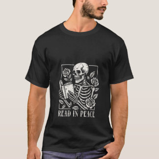 Camiseta As Mulheres Leem Em Paz O Esqueleto Lendo O Livro