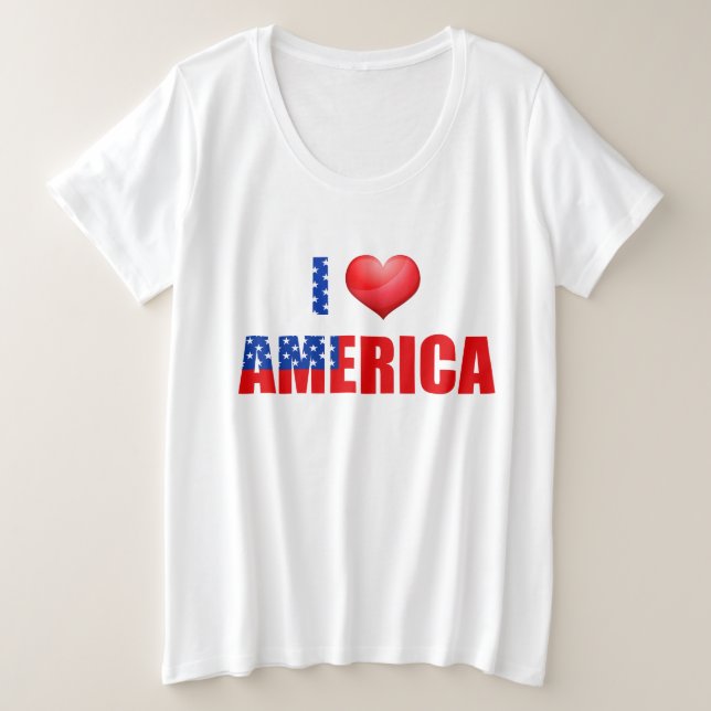 Camiseta As mulheres mais T-Shirt-I amam a América (Frente do Design)