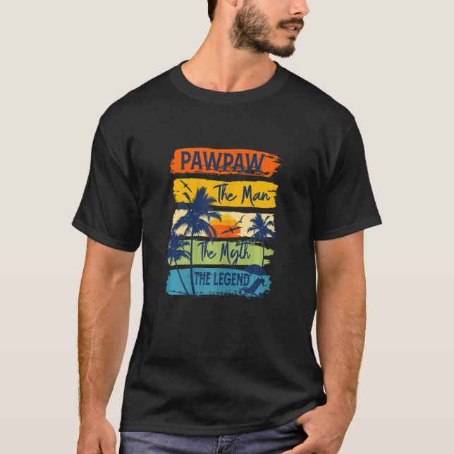 Camiseta As Mulheres Pawpaw O Homem O Mito A Lenda Praia Su (Frente)