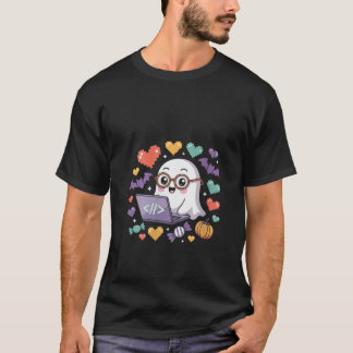 Camiseta As Mulheres Spooky Ghost Programmer Design Com Cod