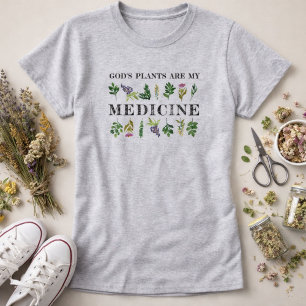 Camiseta As Plantas de Deus São Meus Remédios Ervas Saúde N