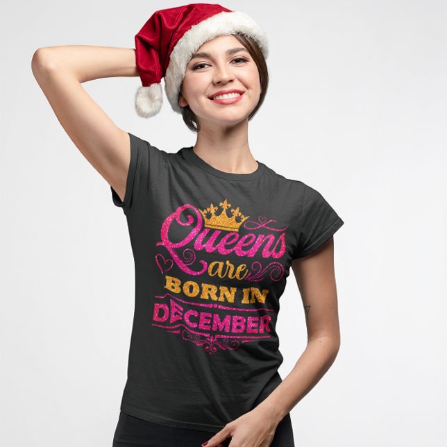 Camiseta As rainhas estão Nasceres em dezembro Faux Glitter (Criador carregado)
