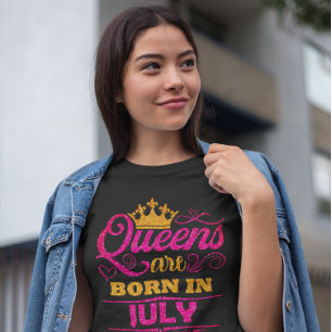 Camiseta As rainhas estão Nasceres em julho Faux Glitter Bi