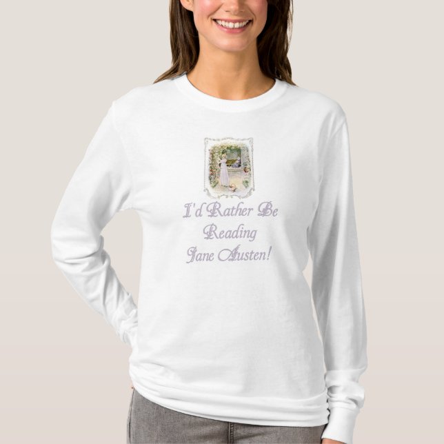 Camiseta As senhoras de IRBR Jane Austen iluminam Slv longo (Frente)