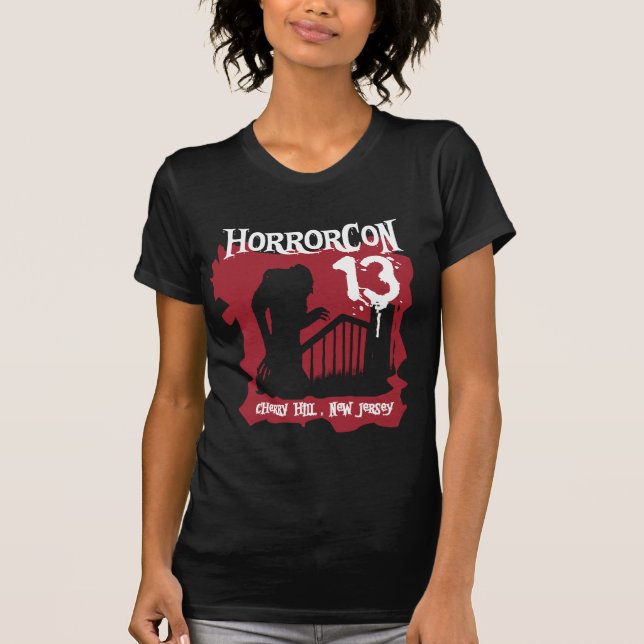 Camiseta As senhoras destruíram a convenção T de HorrorCon (Frente)