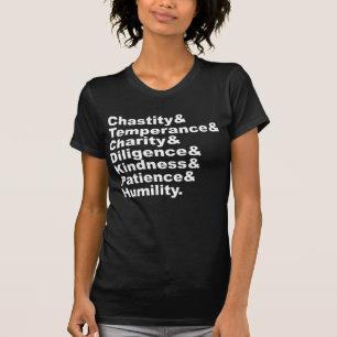Camiseta As Sete Virtudes Tornadas Populares Pela Bíblia