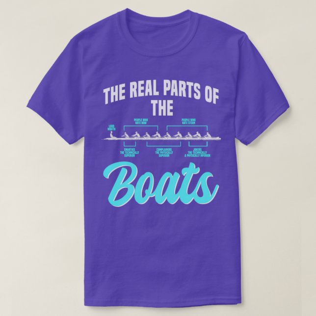 Camiseta As verdadeiras partes dos barcos a remar (Frente do Design)