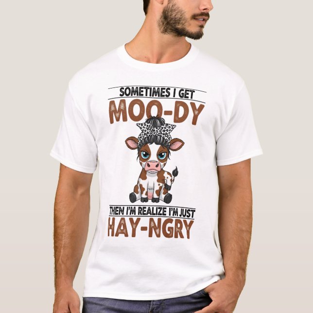 Camiseta Às vezes eu fico com moo-disposiçao vaca com fome- (Frente)