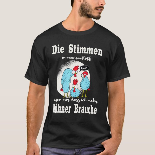 Camiseta As Vozes Na Minha Cabeça Fazendeiro de Frango Fran (Frente)
