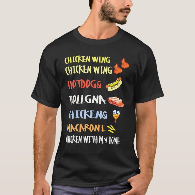Camiseta Asa De Frango Asa De Frango Cachorro-Quente E Bolo (Frente)