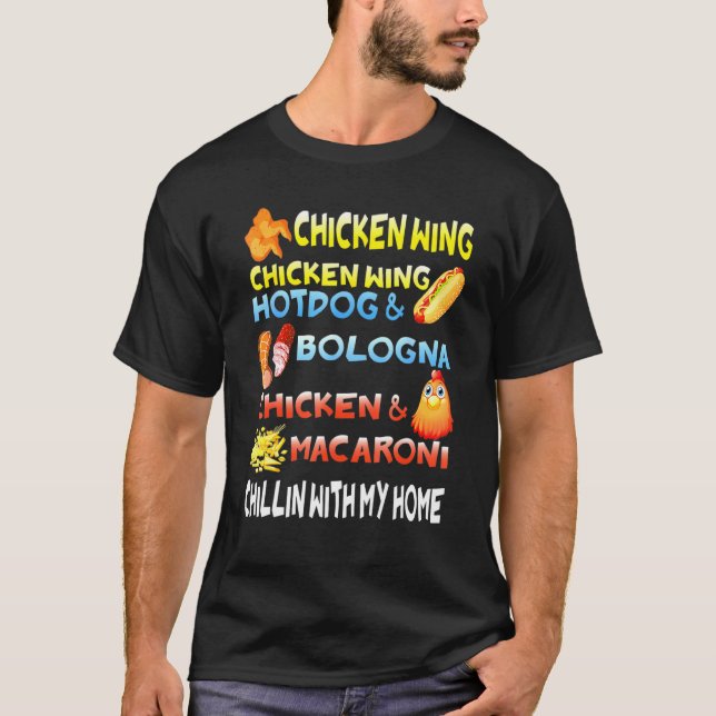 Camiseta Asa De Frango Asa De Frango Cachorro-Quente E Bolo (Frente)