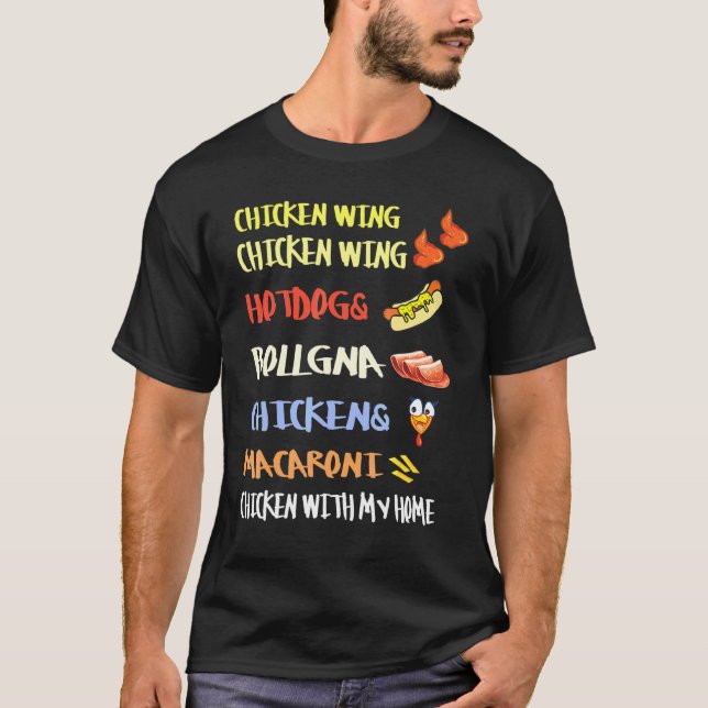 Camiseta Asa De Frango Asa De Frango Cachorro-Quente E Bolo (Frente)