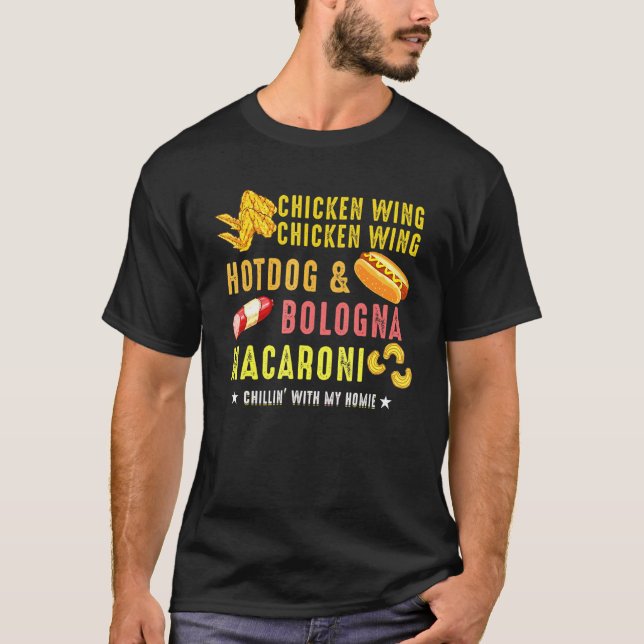 Camiseta Asa De Frango Asa De Frango Cachorro-Quente E Bolo (Frente)