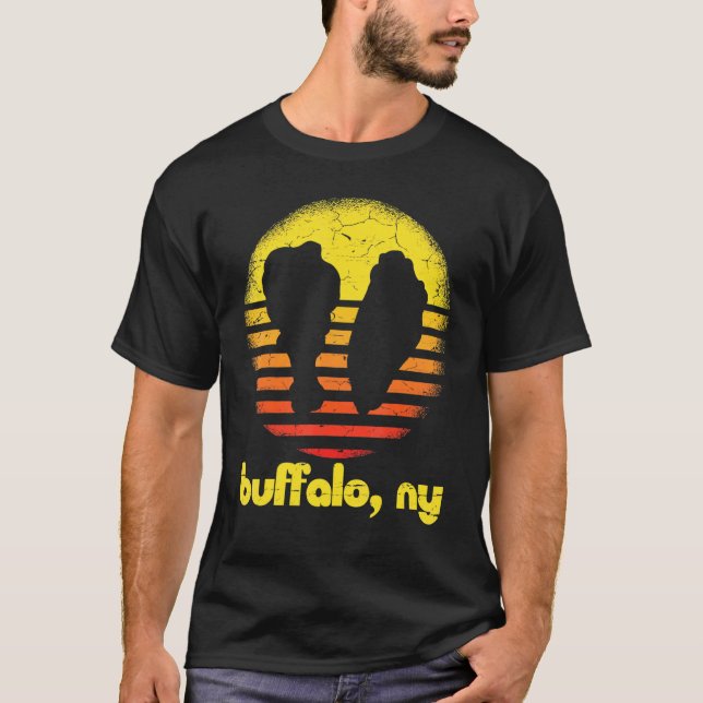 Camiseta Asa de Frango de Buffalo Nova York Retro Buffalo N (Frente)