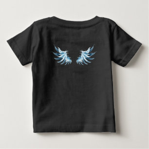 Camiseta Asas Anjos Azuis Brilhantes em fundo preto