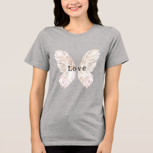 Camiseta Asas bonito da Borboleta Rosa