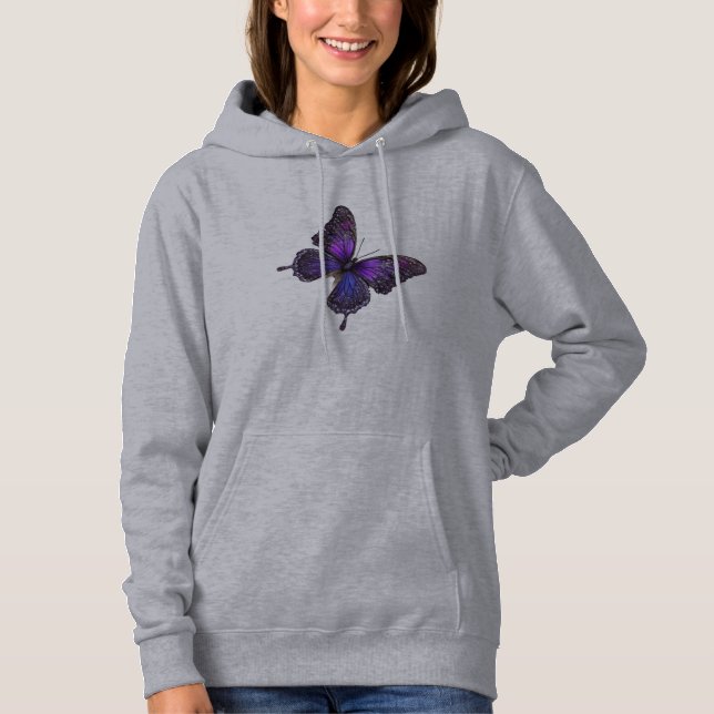 Camiseta Asas Cintilantes: Borboleta Brilho Roxo (Frente)