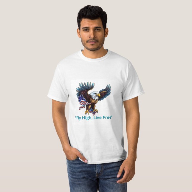 Camiseta "Asas da Liberdade | EUA Flag & Eagle Graphic T-sh (Frente Completa)