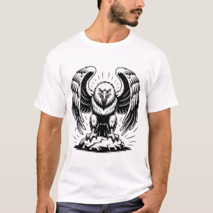 Camiseta Asas de Águia Americana Espalhadas Gráfico Majesto