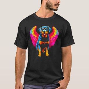 Camiseta Asas de Anjo Céu Pop Rottweiler Cachorro