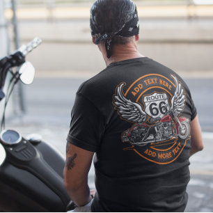Camiseta Asas de Anjo da Rota 66 de Motocicleta Vintage Per
