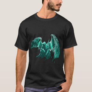 Camiseta Asas de Anjo Negro Verde Brilho Estética Gótica Ru