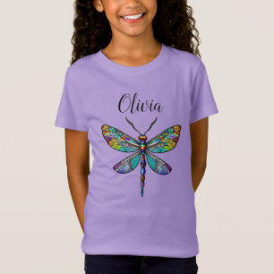 Camiseta Asas de Dragonfly de Vidro Coloridas