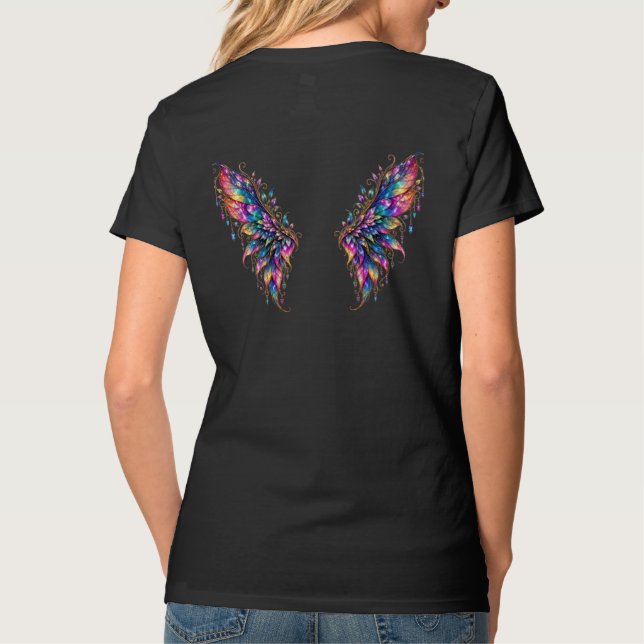 Camiseta Asas de Fada Arco-íris Fantasia (Verso)