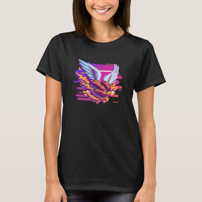 Camiseta Asas de Frango Synthwave 80s Retrowave Estética  1 (Frente)
