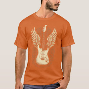 Camiseta Asas de Guitarra Vintage Retro Música dos Anos 80