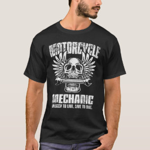 Camiseta Asas De Onda Mecânica Do Crânio De Motocicleta Sof