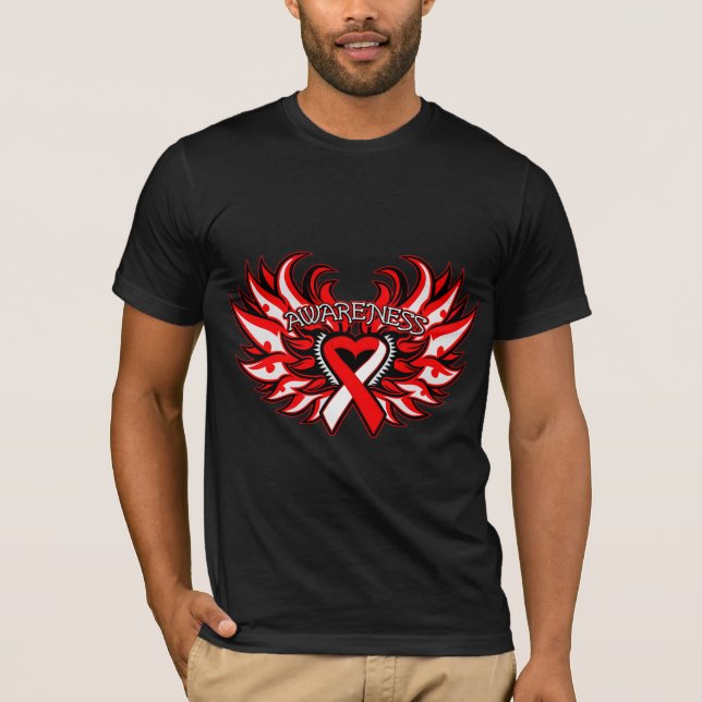 Camiseta Asas do coração da consciência da anemia não (Frente)
