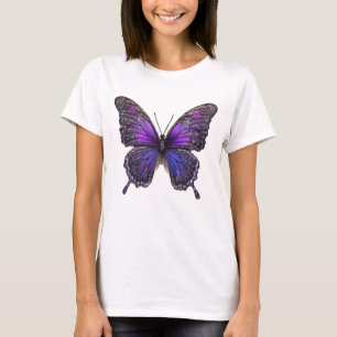 Camiseta Asas Reluzentes: Borboleta Brilho Roxo