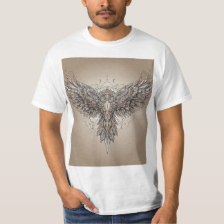 Camiseta "Asas Sussurradas: Tatuagem Futurística em Linha F