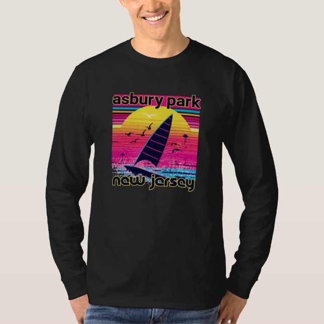 Camiseta Asbury Park Retro 80s Style Souvenir Beach (Frente)