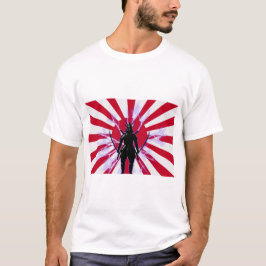 Camiseta Ascensão e Sinalizador Japonês Sun Samurai Warrior