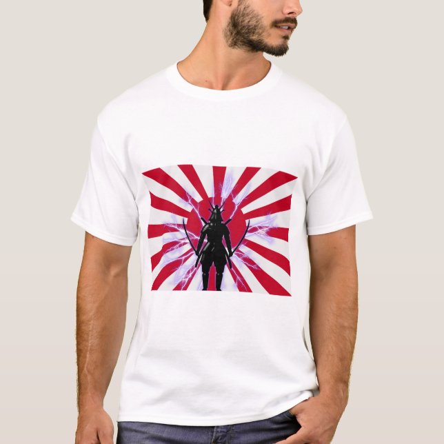 Camiseta Ascensão e Sinalizador Japonês Sun Samurai Warrior (Frente)