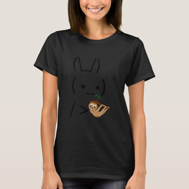 Camiseta Ascii Bunny Rabbit Holding A Sloth (Frente)