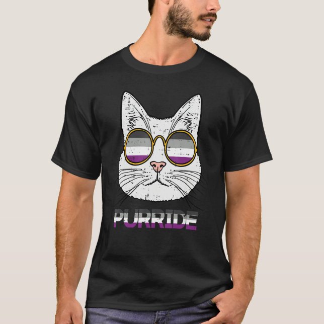 Camiseta Asexual Cat Purride Ace Pride Flag Asexuality LGBT (Frente)