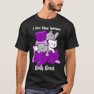 Camiseta Asexual Eu Adoro Homem Mulher Ambos Urso Asexualid