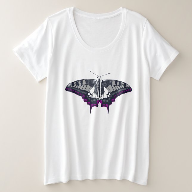 Camiseta Asexual Flag Swallowtail Butterfly (Frente do Design)