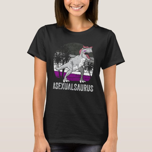 Camiseta Asexual Pride Ace Flag Dinosaur Trex LGBTQ Demisau (Frente)