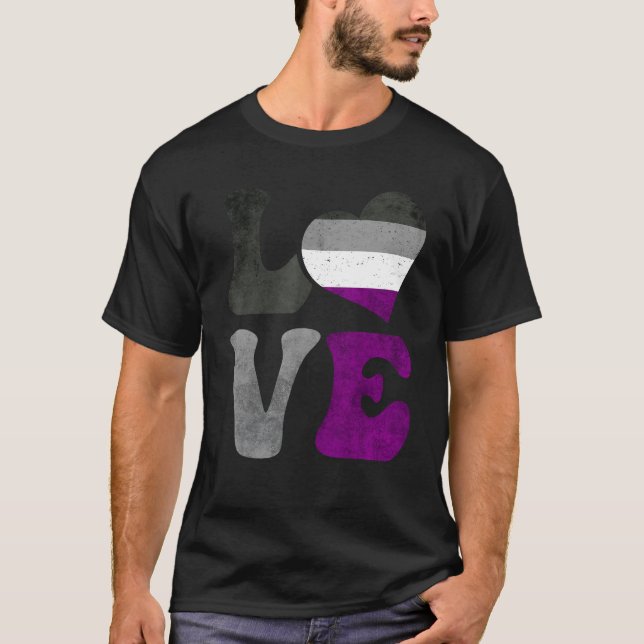 Camiseta Asexual Pride Ace Flag LOVE Heart LGBTQ (Frente)