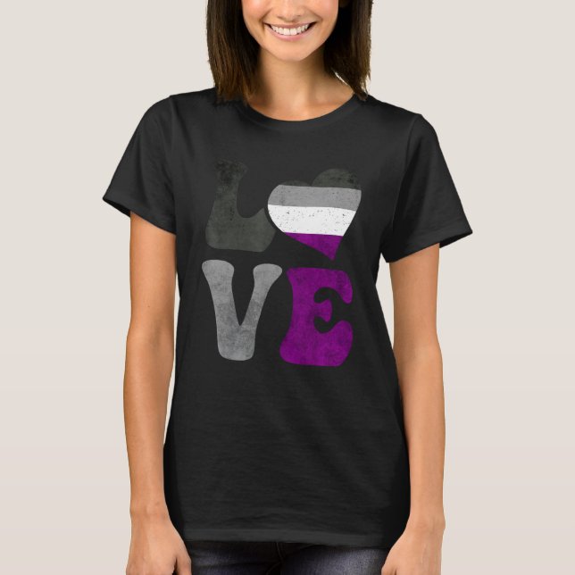 Camiseta Asexual Pride Ace Flag LOVE Heart LGBTQ (Frente)
