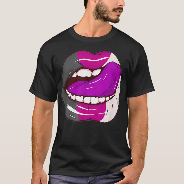 Camiseta Asexual Pride LGBTQ Ace Lips Party  (Frente)