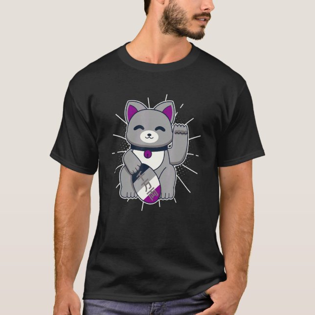 Camiseta Asexual Pride Lucky Cat LGBTQ+ Asexuality (Frente)