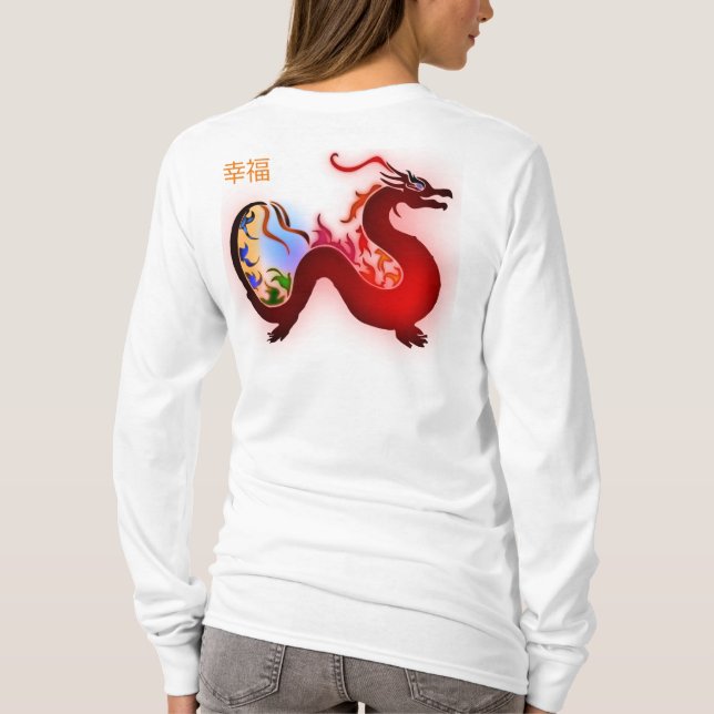 Camiseta asia dragon color luck balances (Verso)