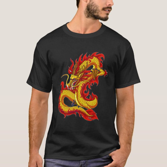 Camiseta Asian Dragon Tattoo Shirt, Red China Dragon (Frente)
